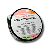 Load image into Gallery viewer, Cucumber Melon Body Butter Cream | 6 oz Zen + Bloom
