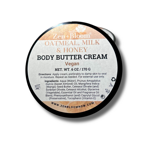Oatmeal, Milk & Honey Body Butter Cream | 6 oz Zen + Bloom